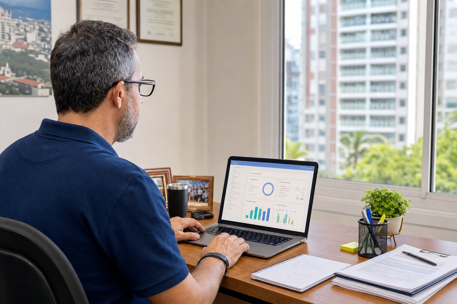 Síndico a utilizar o ComunidadeCon no portátil
